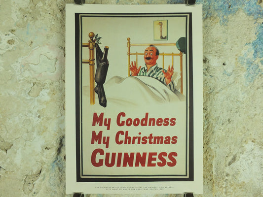 My Goodness My Guinness Poster, by John Gilroy 1937, My Goodness My Christmas Guinness, Advertising campaign Wall art retro 1990s