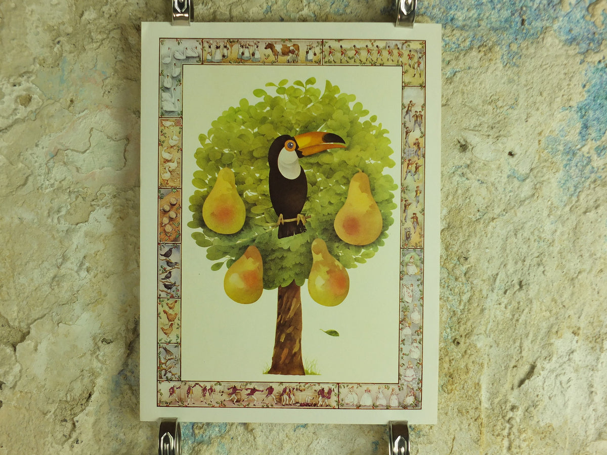 Original Vintage Guinness Toucan Poster, Toucan in a Pear Tree, 12 Days Christmas, advertising Irish stout beer print wall art decor 1970s