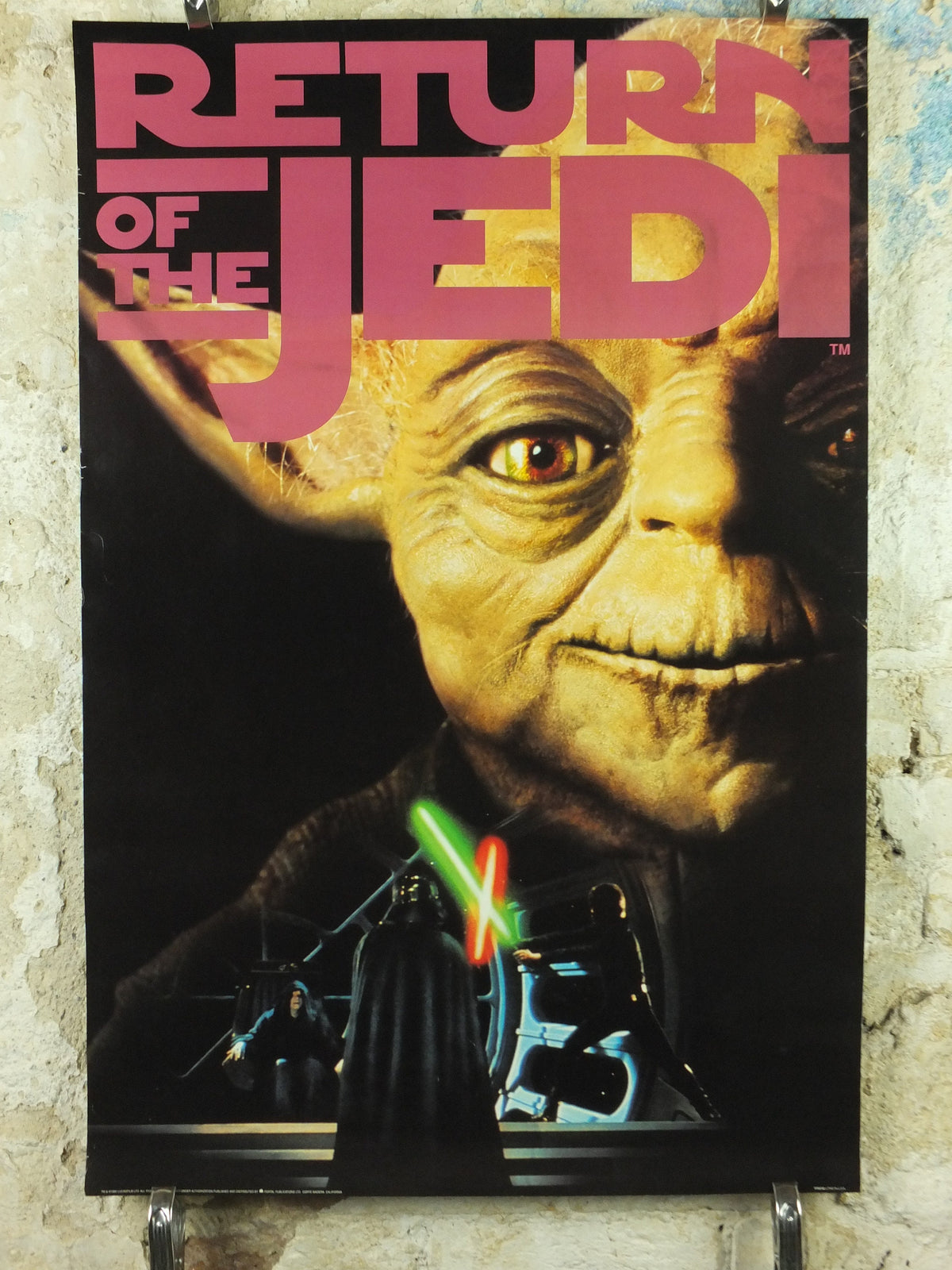 Yoda Return of the Jedi Poster, Star Wars, Lucasfilm, Mark Hamill, Harrison Ford, Carrie Fisher, wall art cinema film memorabilia