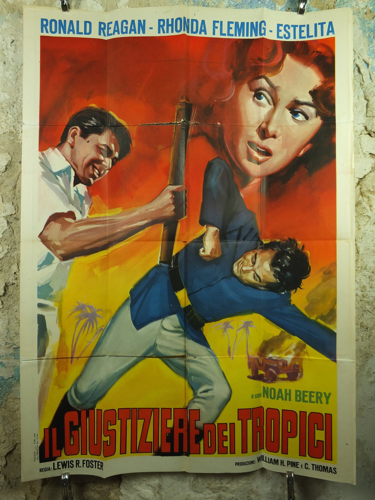 Italian 1953 Tropic Zone Poster, Vintage Ronald Reagan, President in action, wall art 1950s