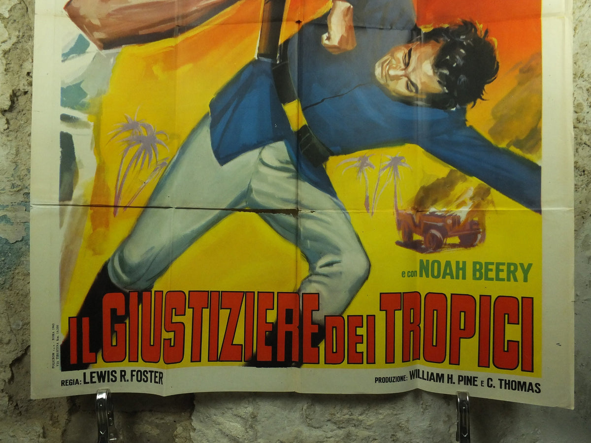 Italian 1953 Tropic Zone Poster, Vintage Ronald Reagan, President in action, wall art 1950s