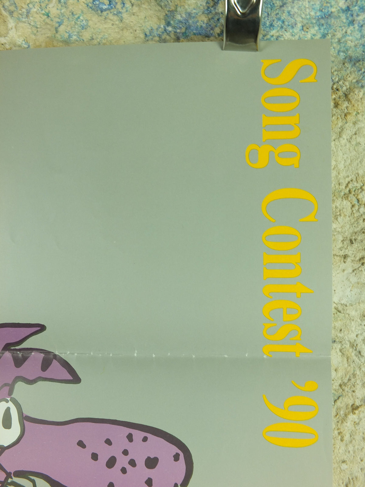 Original Eurovision Poster, 1990 European Song Contest, Zagreb/Yu, Eurocat '90, musical wall art