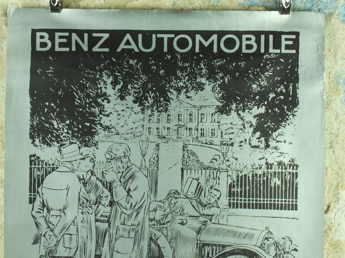 Vintage German Mercedes Benz Poster, Benz & CIE, Mannheim, art deco nouveau, Advertising print wall art 1980s