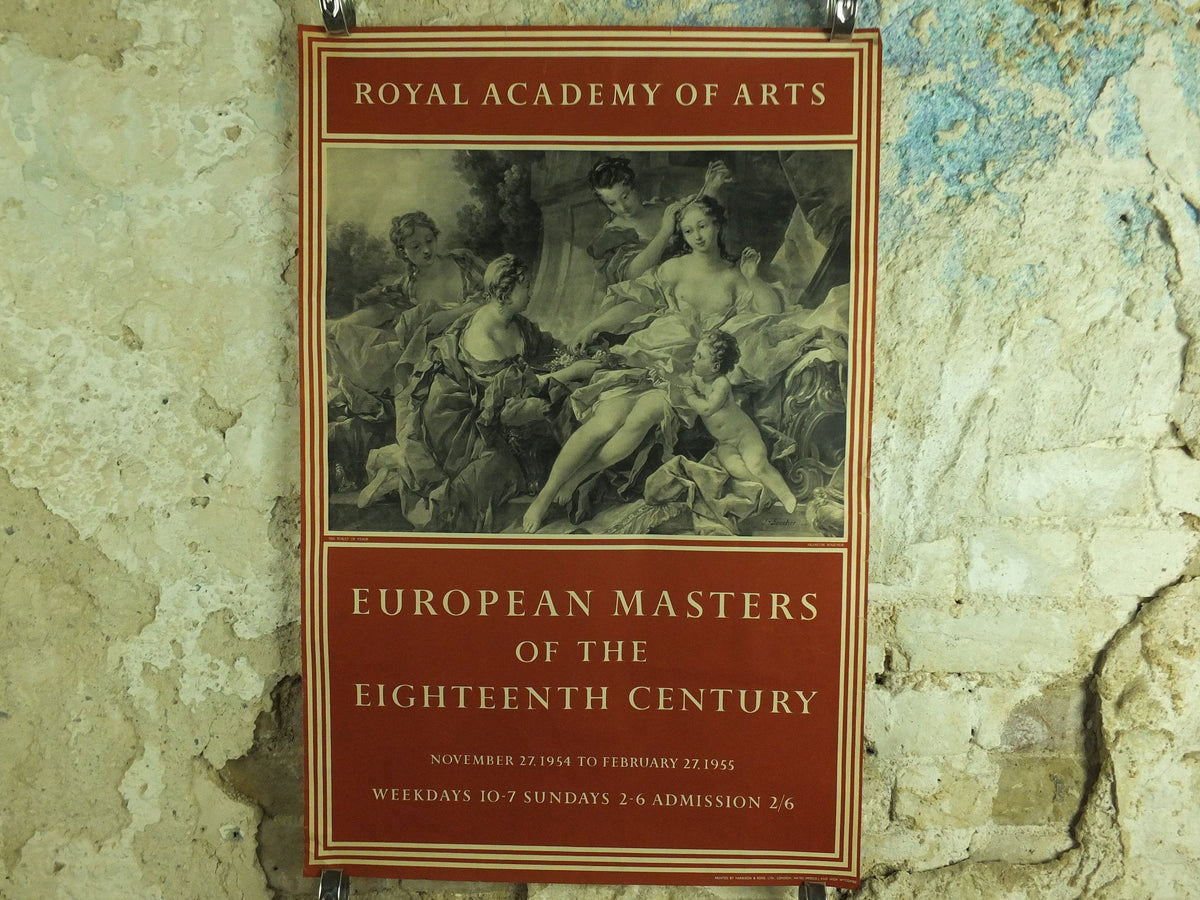 Original Vintage Royal Academy of Arts Poster Toilet of Venus European Masters of the 18C Francois Boucher gallery exhibition wall art 1950s