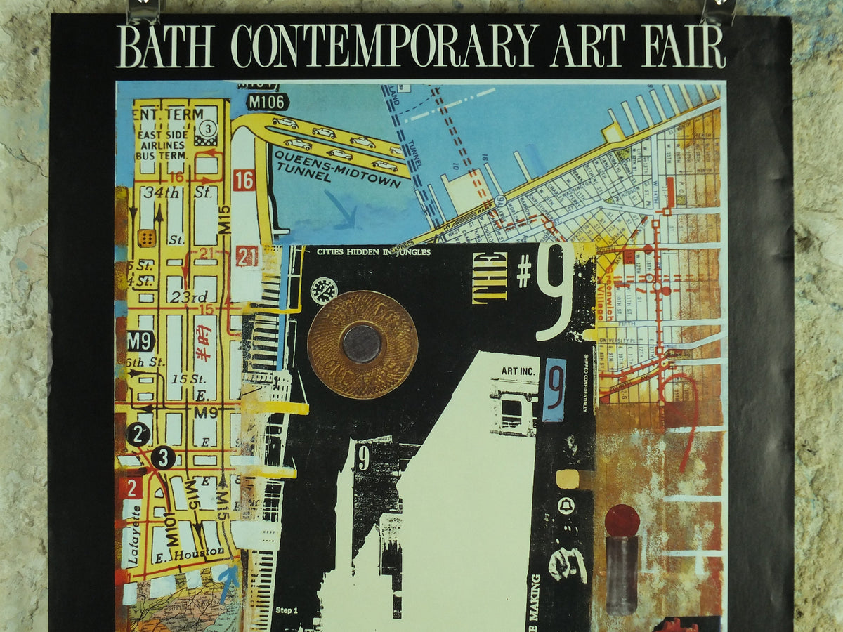 1989 Bath Contemporary Art Fair Poster, Cities Hidden in Jungles by Jake Tilson, 9th Art Fair at Green Park Station, exhibition advertising
