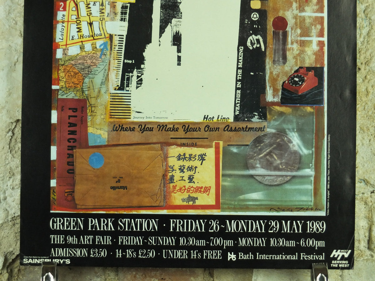 1989 Bath Contemporary Art Fair Poster, Cities Hidden in Jungles by Jake Tilson, 9th Art Fair at Green Park Station, exhibition advertising
