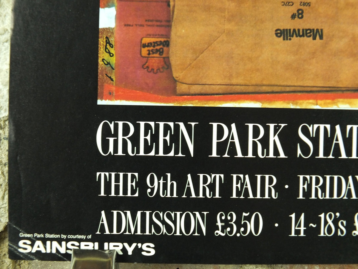 1989 Bath Contemporary Art Fair Poster, Cities Hidden in Jungles by Jake Tilson, 9th Art Fair at Green Park Station, exhibition advertising