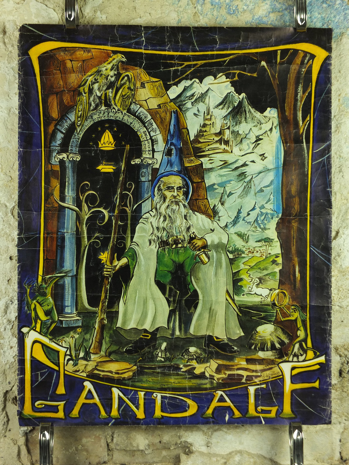Lord of the Rings Gandalf Poster, by D. de S. Pernes in 1969, J.R.R. Tolkien, Middle Earth, Third Age fantasy fiction wall art 1960s