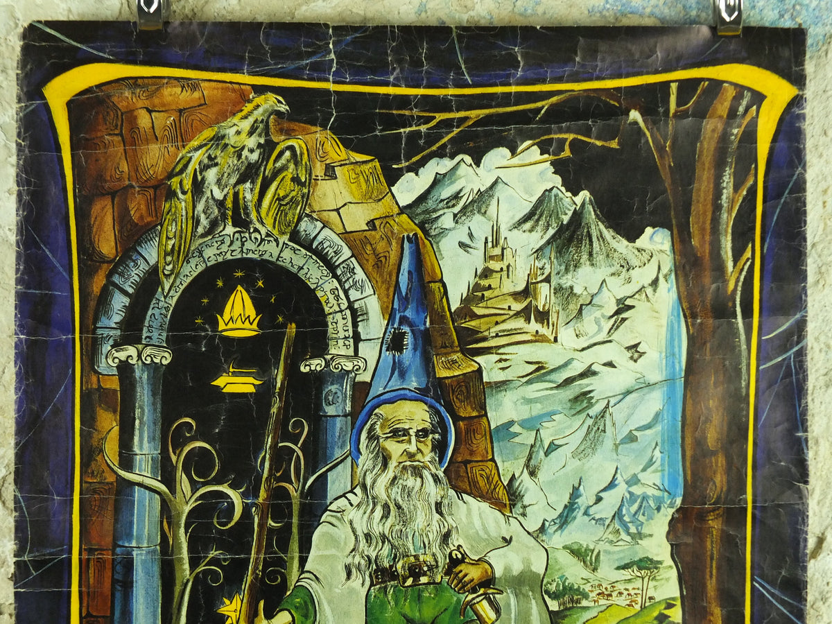 Lord of the Rings Gandalf Poster, by D. de S. Pernes in 1969, J.R.R. Tolkien, Middle Earth, Third Age fantasy fiction wall art 1960s