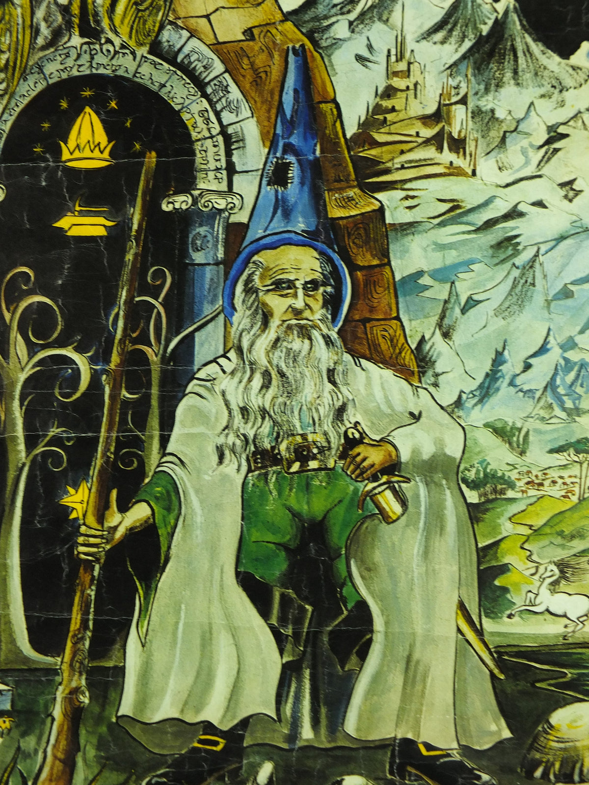 Lord of the Rings Gandalf Poster, by D. de S. Pernes in 1969, J.R.R. Tolkien, Middle Earth, Third Age fantasy fiction wall art 1960s