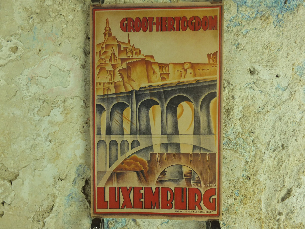 Vintage Reprint Luxemburg Travel Poster Groot Hertogdom 1920s Rabinger art deco nouveau tourism advertising metro print wall art retro 1920s