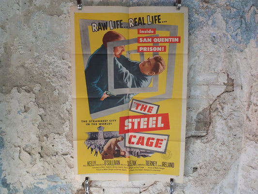 Original Vintage Movie Poster The Steel Cage 1954 1950s San Quentin Prison spiral gun prisoner wall art US one sheet cinema film memorabilia