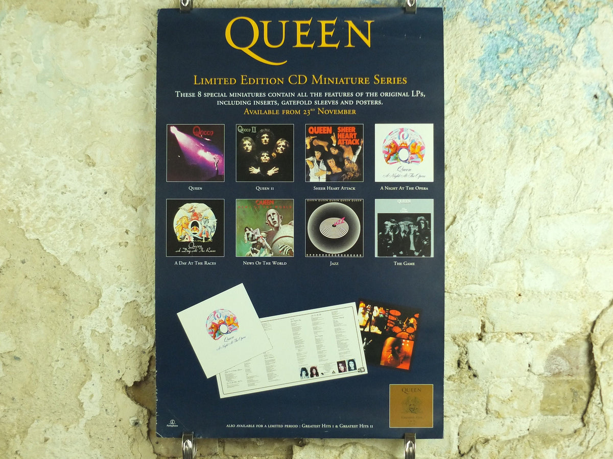 Original Vintage Queen Limited Edition Miniature Series Poster Freddie Mercury Brian May record store CD music print wall art 1998 1990s