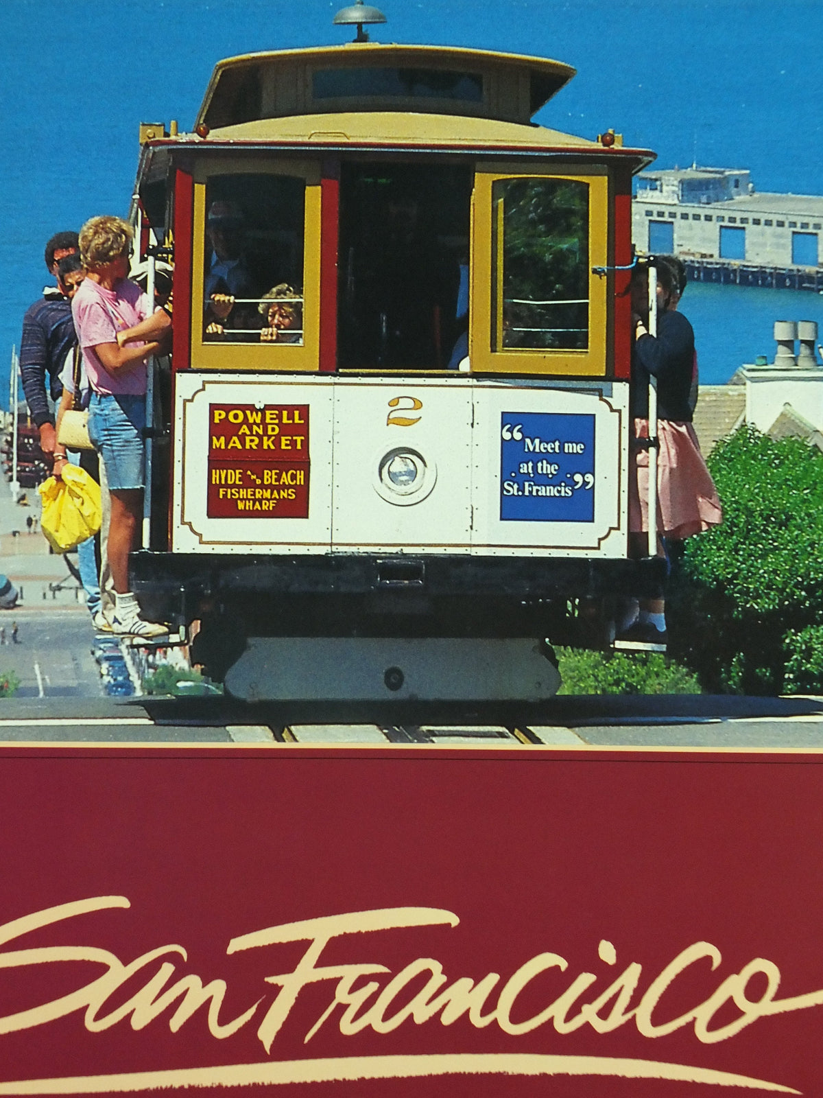 Vintage San Francisco Travel Poster, Alcatraz, Tram, Harbour, San Francisco Bay, Golden State, travel and tourism tourist wall art 1980s