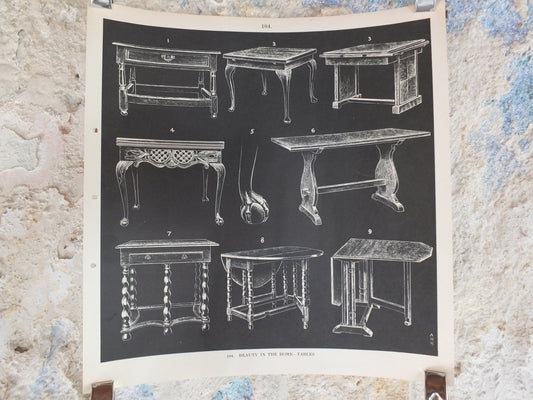 Original Vintage British Macmillan Black and White Educational Poster - Tables - Kitchen Dining print wall art retro 1938 1930s