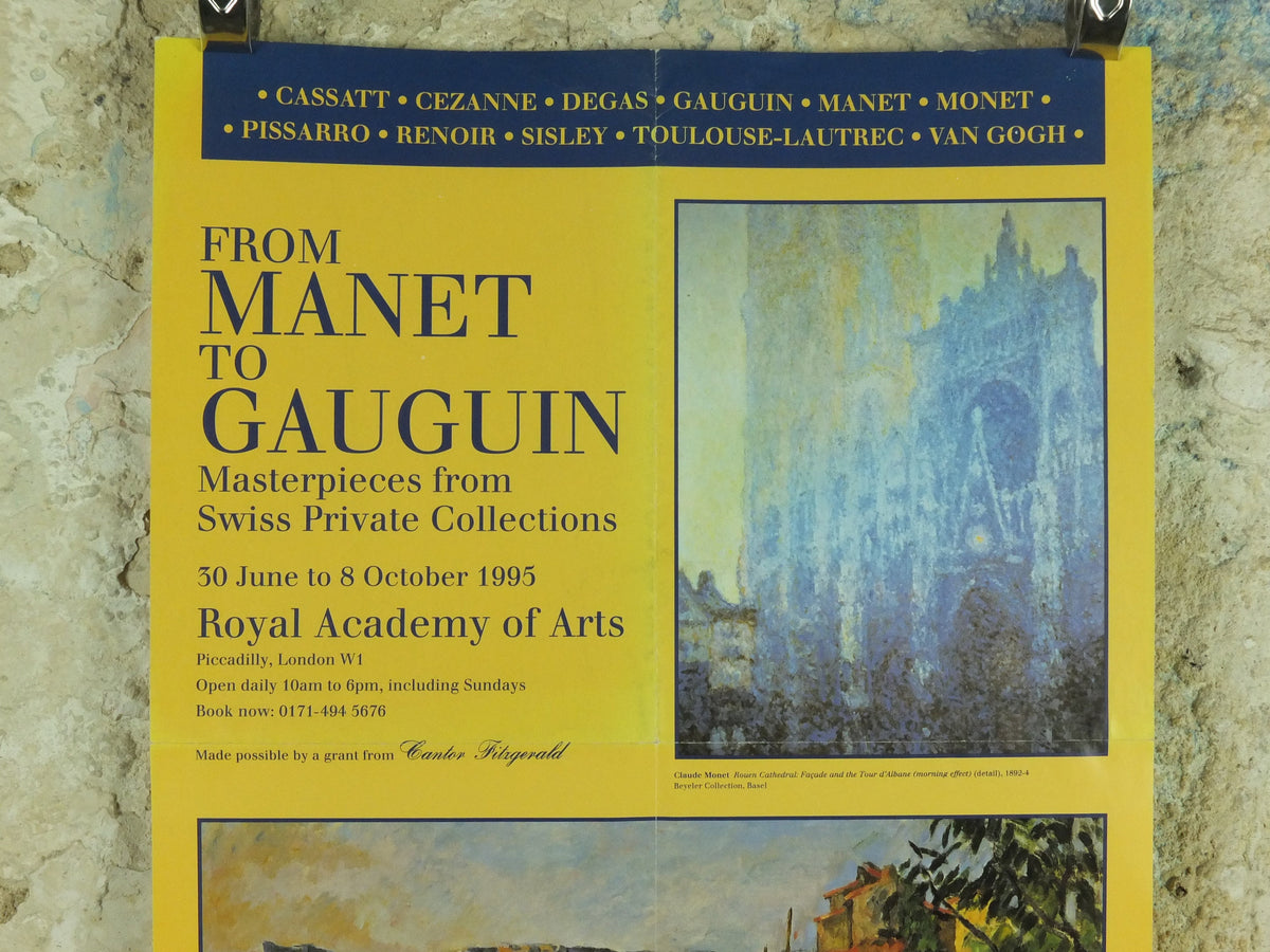 1995 Royal Academy of Arts Poster, From Manet to Gauguin, Monet and Cezanne, impressionists, artist gallery exhibition wall art 1990s