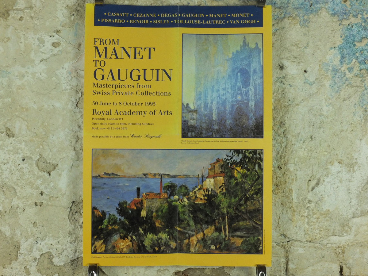 1995 Royal Academy of Arts Poster, From Manet to Gauguin, Monet and Cezanne, impressionists, artist gallery exhibition wall art 1990s