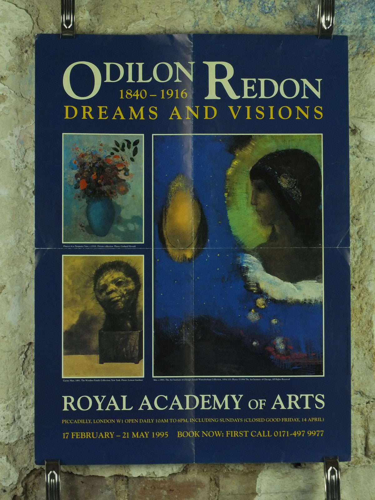 1995 Royal Academy of Arts Poster, Dreams and Visions, Odilon Redon, symbolism art, artist gallery exhibition wall art 1990s