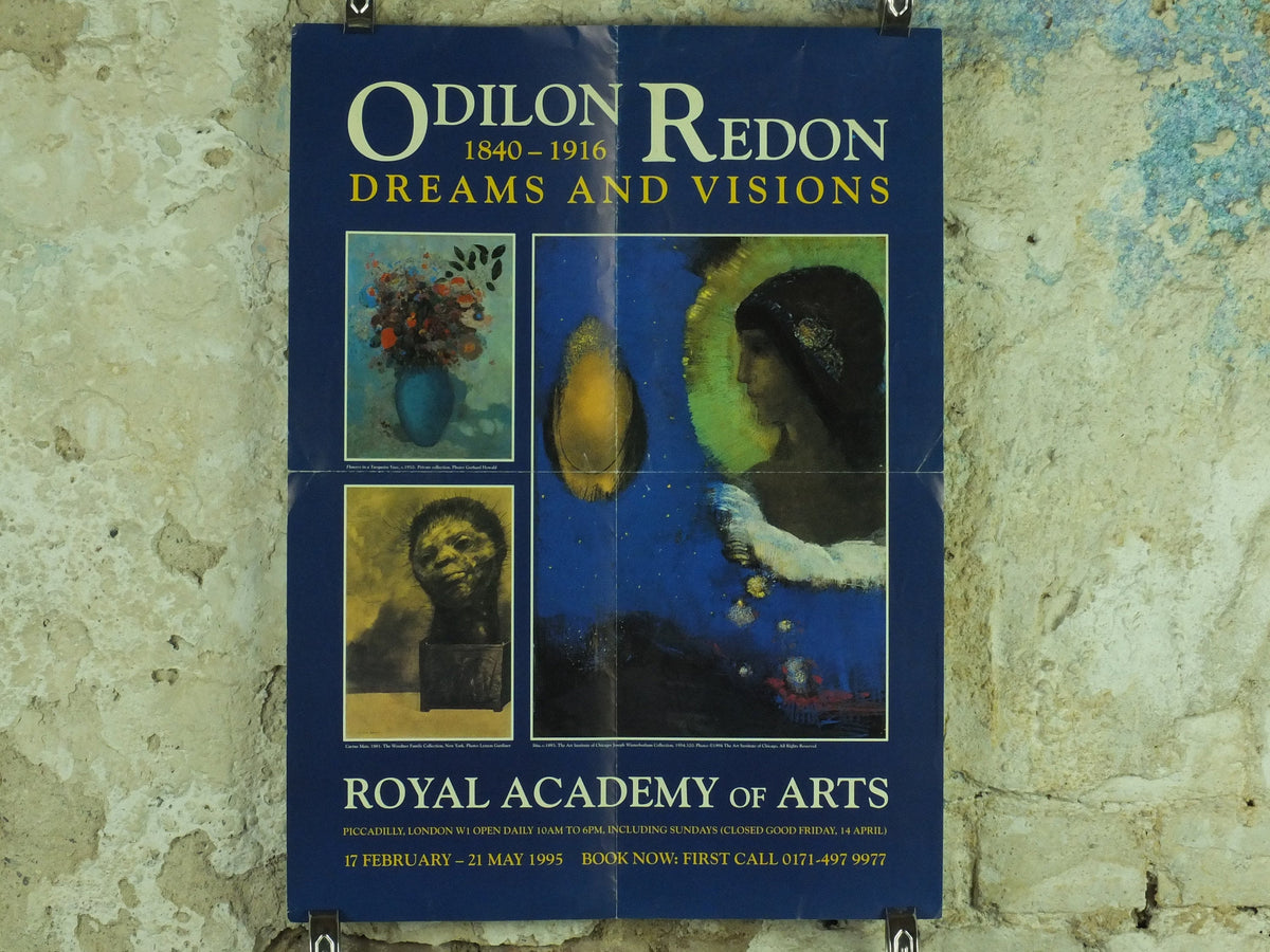 1995 Royal Academy of Arts Poster, Dreams and Visions, Odilon Redon, symbolism art, artist gallery exhibition wall art 1990s