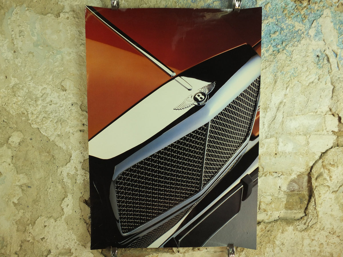 Original Vintage British Bentley Grill Poster luxury brand design car sports power deluxe advertising print wall art 1990s