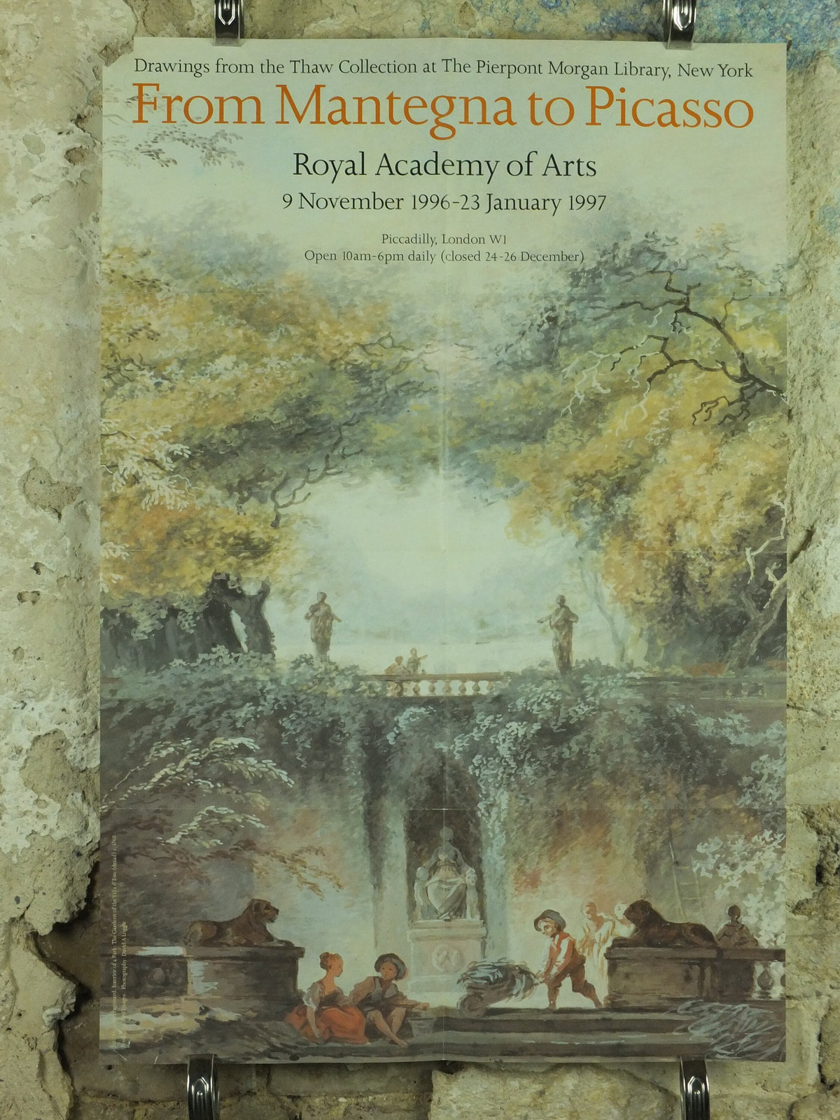 1997 Royal Academy of Arts Poster, From Mantegna to Picasso, Jean-Honore Fragonard, Rococo artist gallery exhibition wall art 1990s