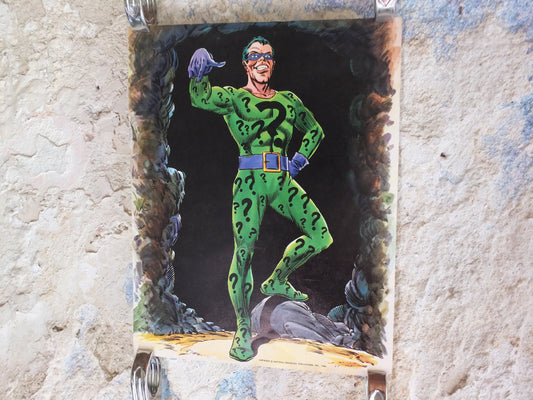 Original Vintage Comic DC Riddler villain Edward Nygma Frank Gorshin Batman Carmine Infantino crime cartoon print wall art 1966 1960s