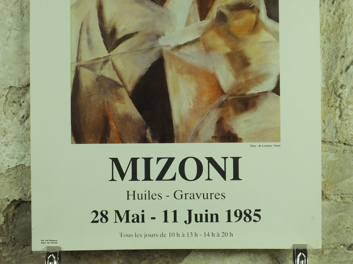 1985 Mizoni Exhibition Poster, Le Lavoir de Mougins, painter, expressionist, artist gallery exhibition wall art 1980s