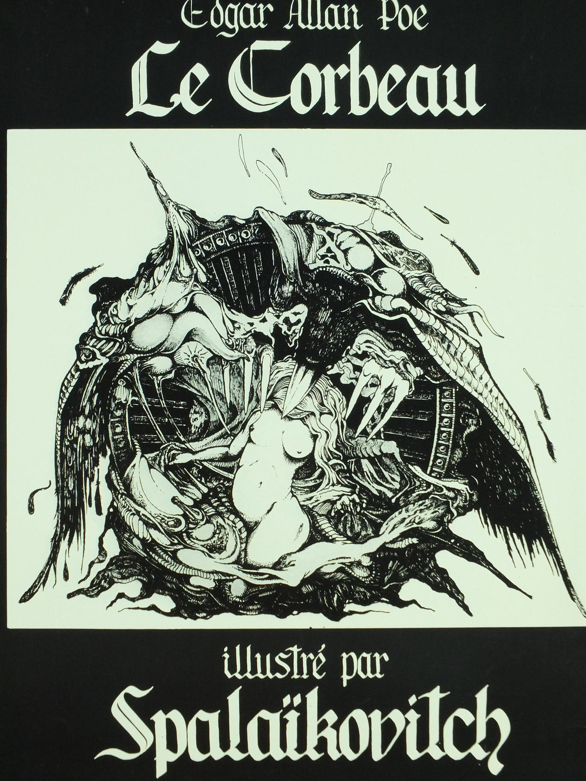 1978 Edgar Allan Poe, The Raven Exhibition Poster, by Pierre Spalaikovitch, dark gothic, artist gallery exhibition wall art 1970s