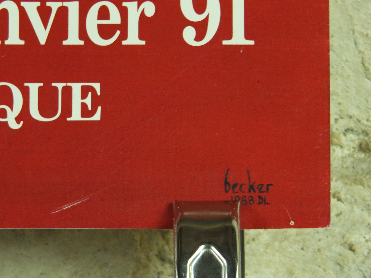 1991 Michel Becker Exhibition Poster, chouetteurs, The Hunt for The Golden Owl, painter, artist gallery exhibition wall art 1990s