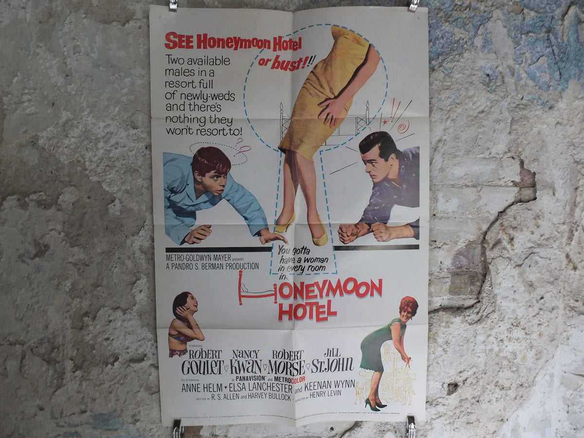 Original Vintage Movie Poster Honeymoon Hotel 1964 1960s wall art women affair lust lewd stag wedding US one sheet cinema film memorabilia