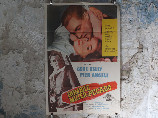 Original Vintage Movie Poster The Devil Makes Three 1952 1950s wall art Argentina Gene Kelly Spanish US one sheet cinema film memorabilia