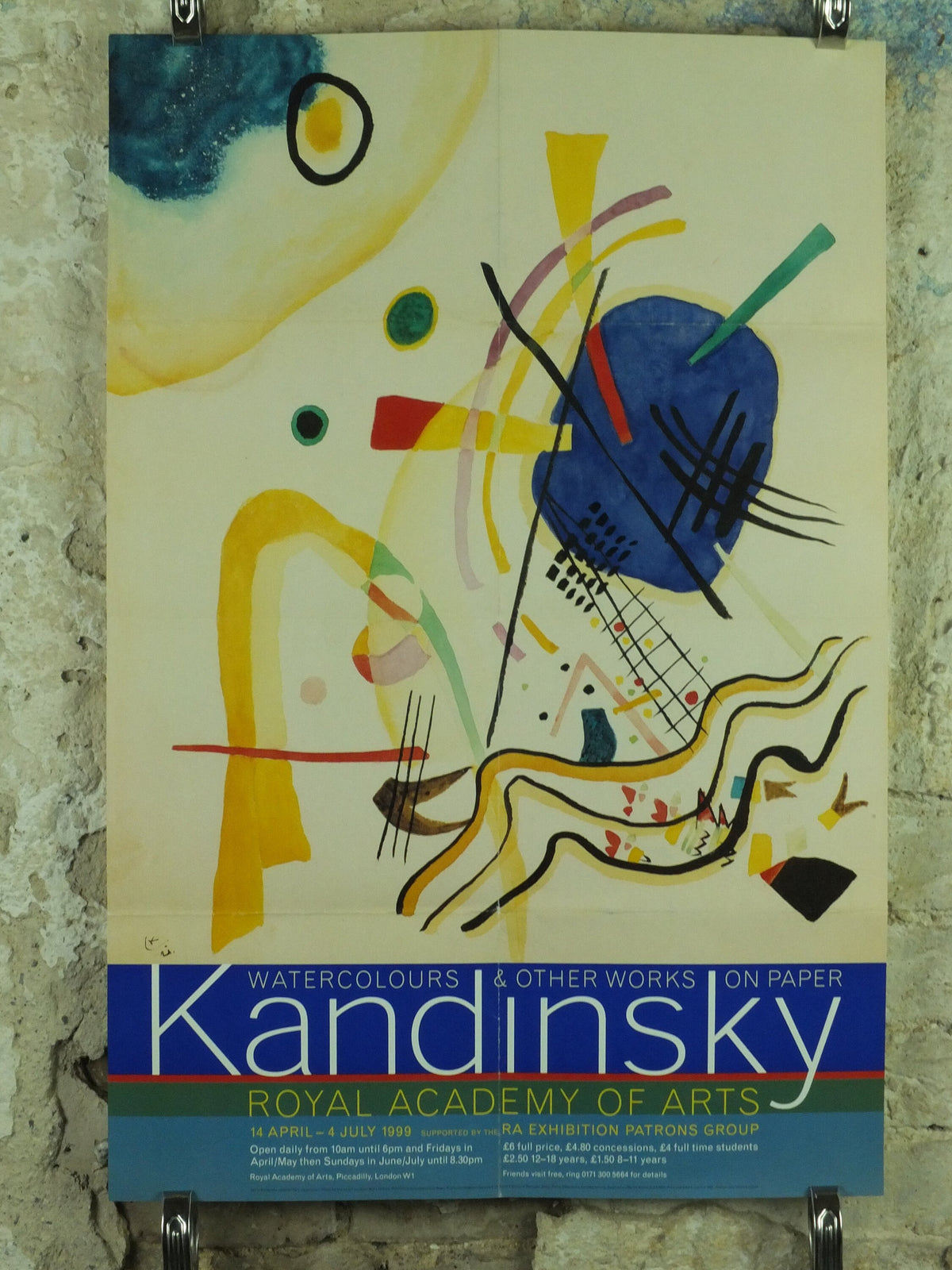 1999 Royal Academy of Arts Poster, Wassily Kandinsky, Untitled 1921, abstract art and expressionism, gallery exhibition wall art 1990s