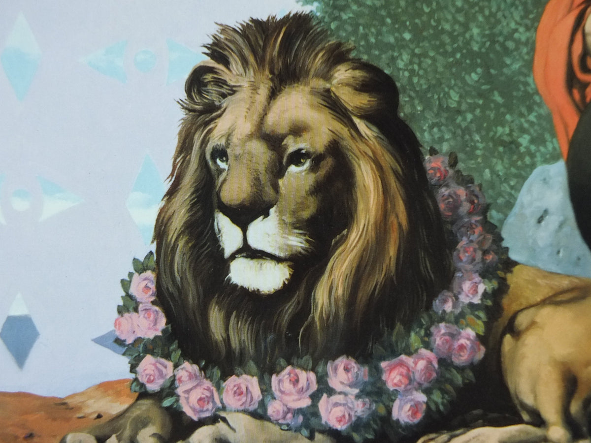 1988 Rene Magritte Poster, le Domaine Enchante, the Healer, amazing condition, sculpture surrealism, gallery exhibition wall art 1980s