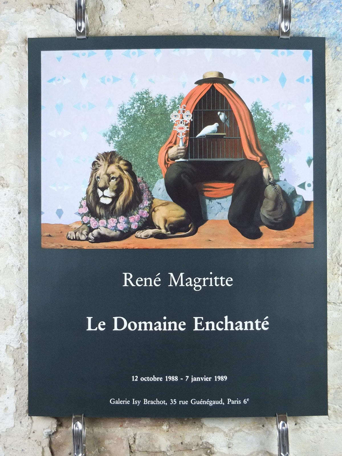 1988 Rene Magritte Poster, le Domaine Enchante, the Healer, amazing condition, sculpture surrealism, gallery exhibition wall art 1980s