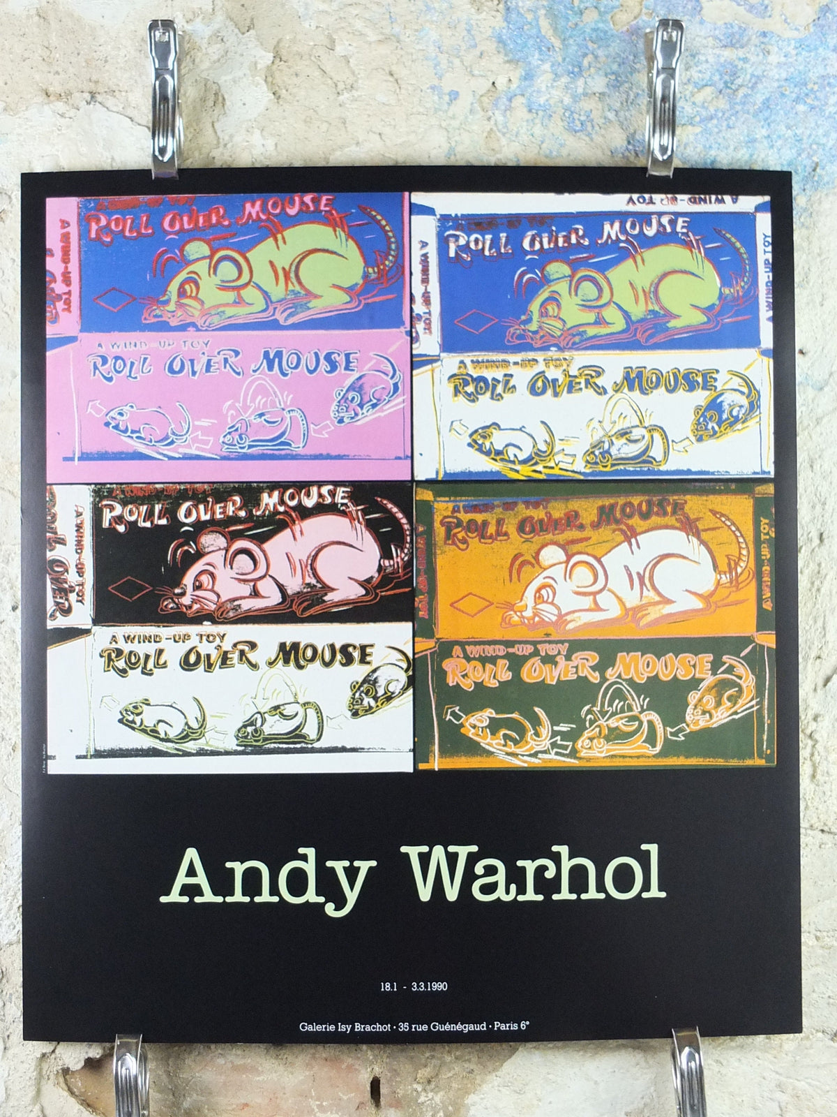 1990 Andy Warhol Poster, Toy Series 1983, Wind up Toy Roll over Mouse, amazing condition, pop art, gallery exhibition wall art 1990s
