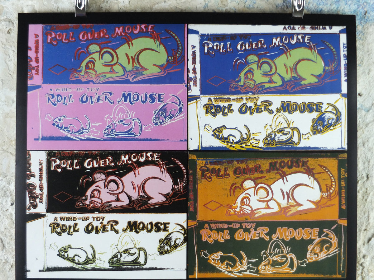 1990 Andy Warhol Poster, Toy Series 1983, Wind up Toy Roll over Mouse, amazing condition, pop art, gallery exhibition wall art 1990s