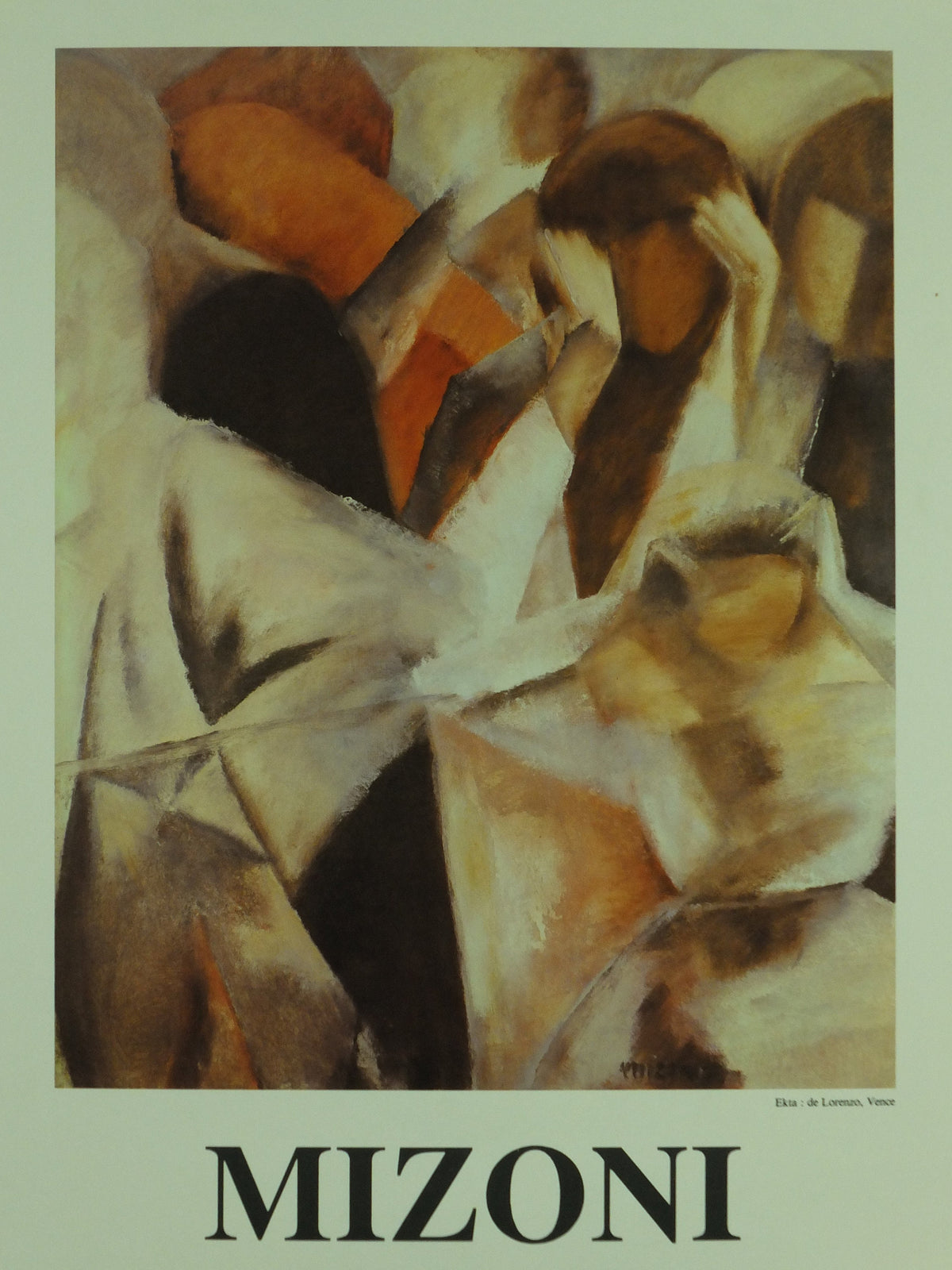 1985 Mizoni Exhibition Poster, Le Lavoir de Mougins, painter, expressionist, artist gallery exhibition wall art 1980s