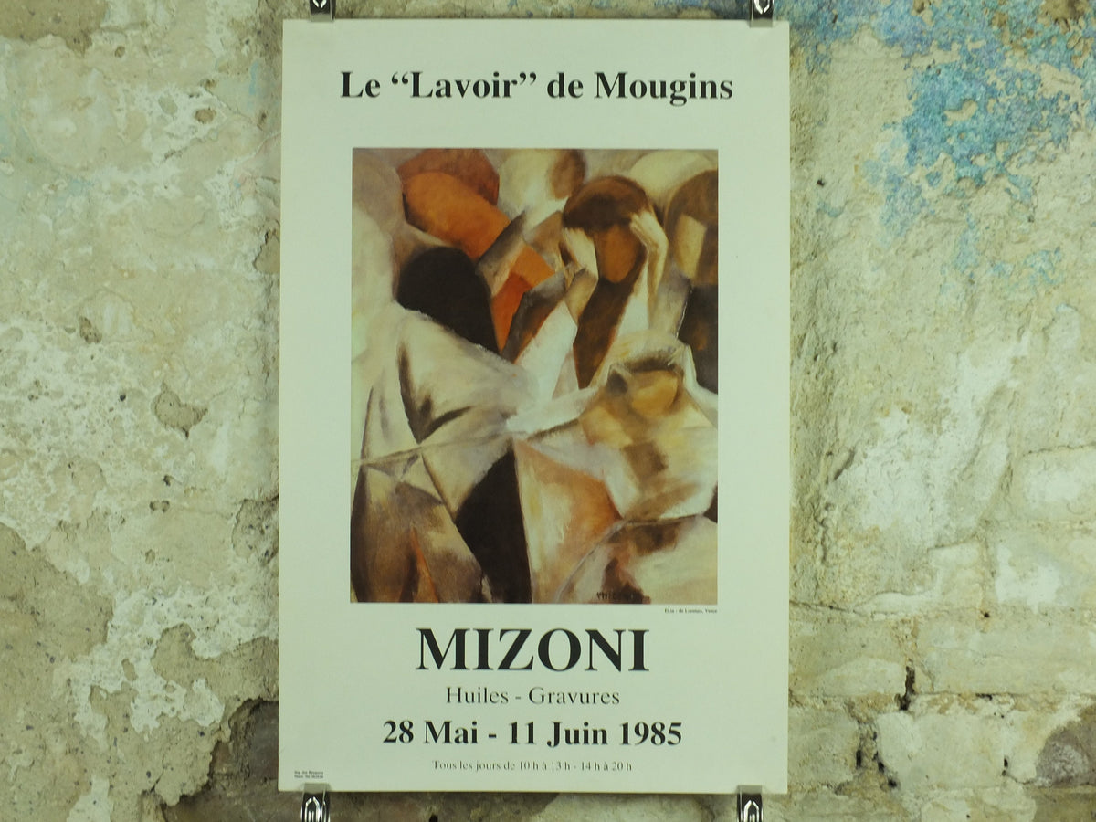 1985 Mizoni Exhibition Poster, Le Lavoir de Mougins, painter, expressionist, artist gallery exhibition wall art 1980s