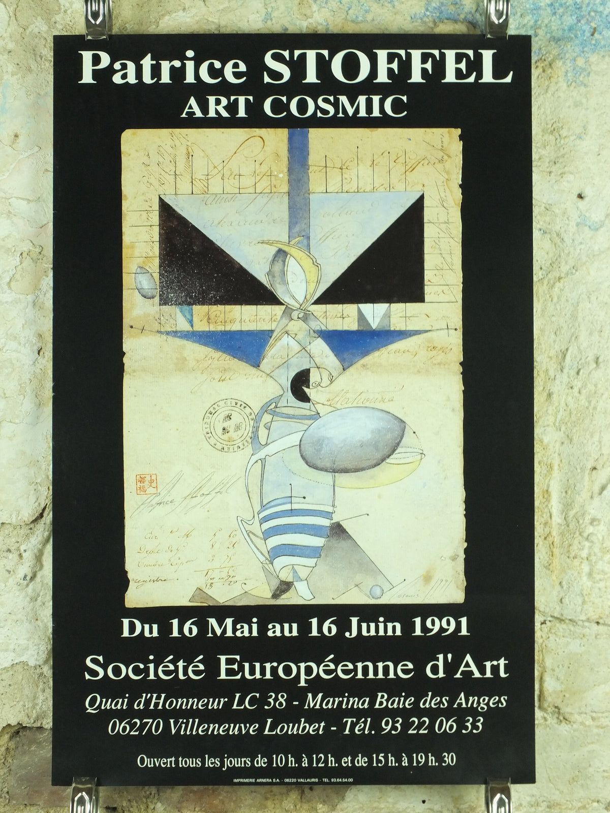 1991 Patrice Stoffel Exhibition Poster, Art Cosmic, painter, artist gallery exhibition wall art 1990s