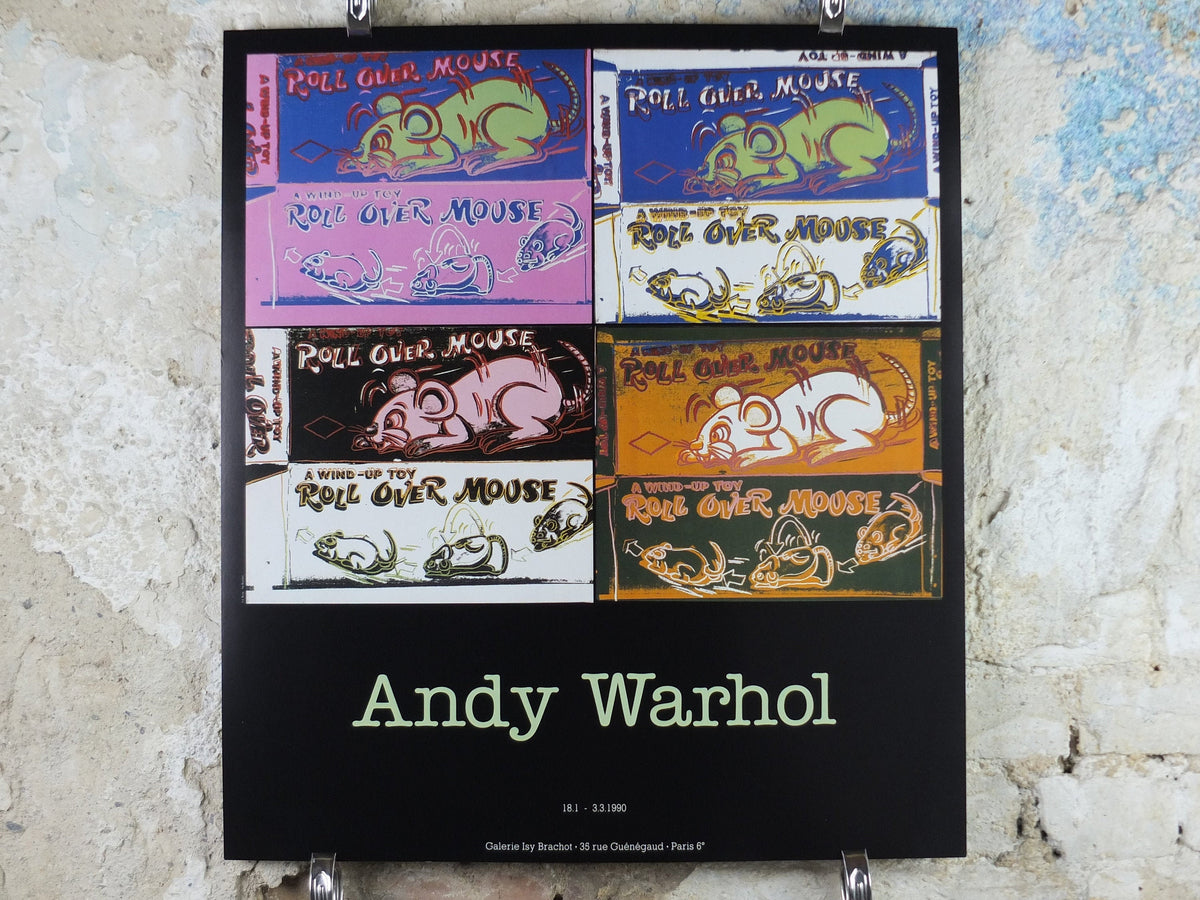 1990 Andy Warhol Poster, Toy Series 1983, Wind up Toy Roll over Mouse, amazing condition, pop art, gallery exhibition wall art 1990s