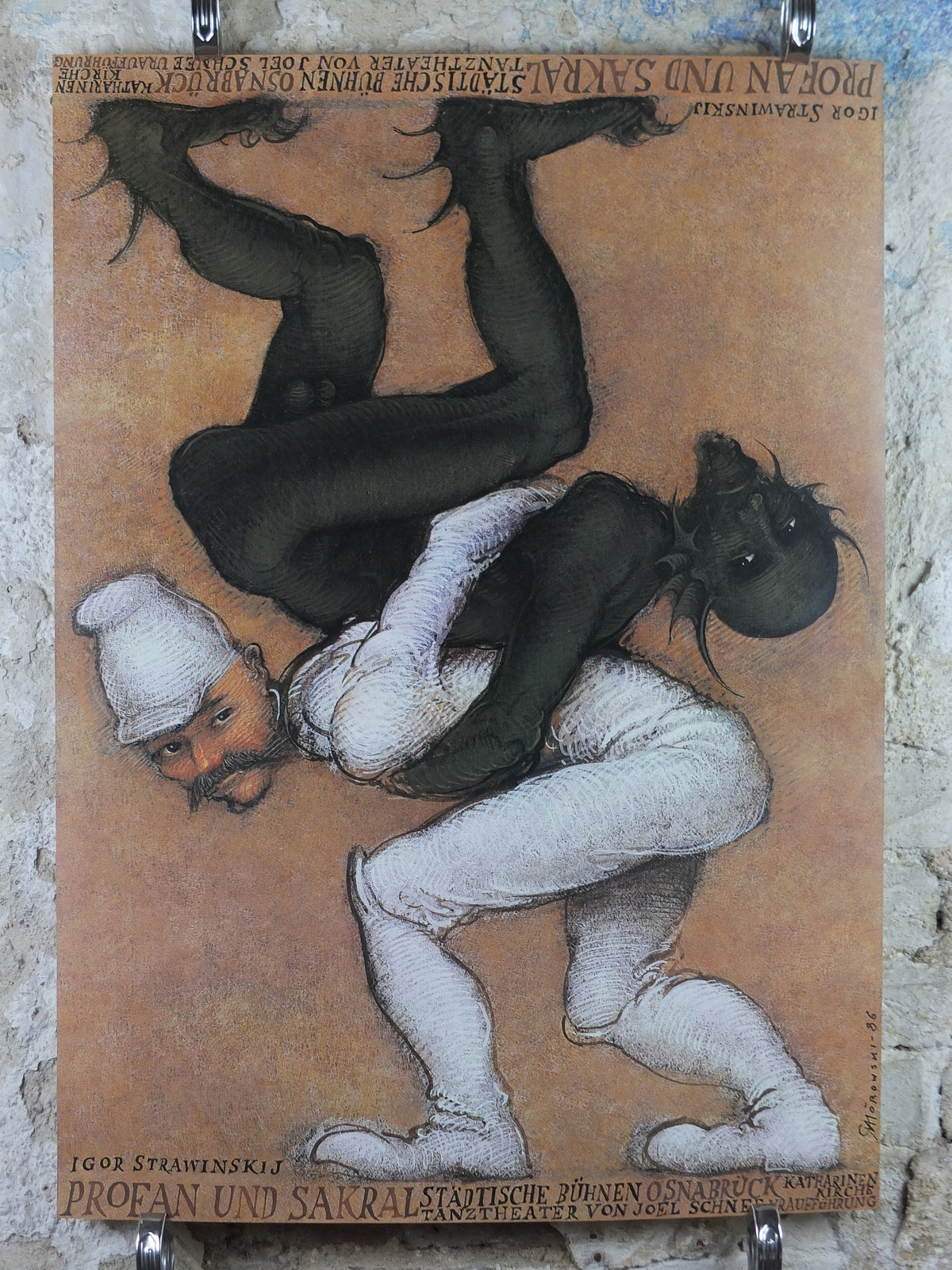 1980s Profane and Sacred Poster, by Mieczyslaw Gorowski, Profan und Sakral, expressionism, theatre musical advertising print, wall art 1980s