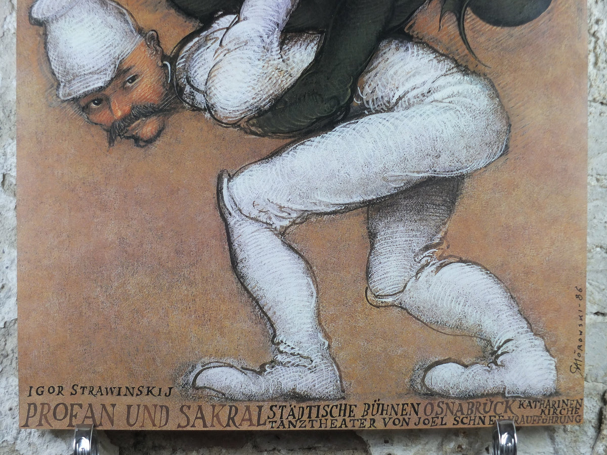 1980s Profane and Sacred Poster, by Mieczyslaw Gorowski, Profan und Sakral, expressionism, theatre musical advertising print, wall art 1980s