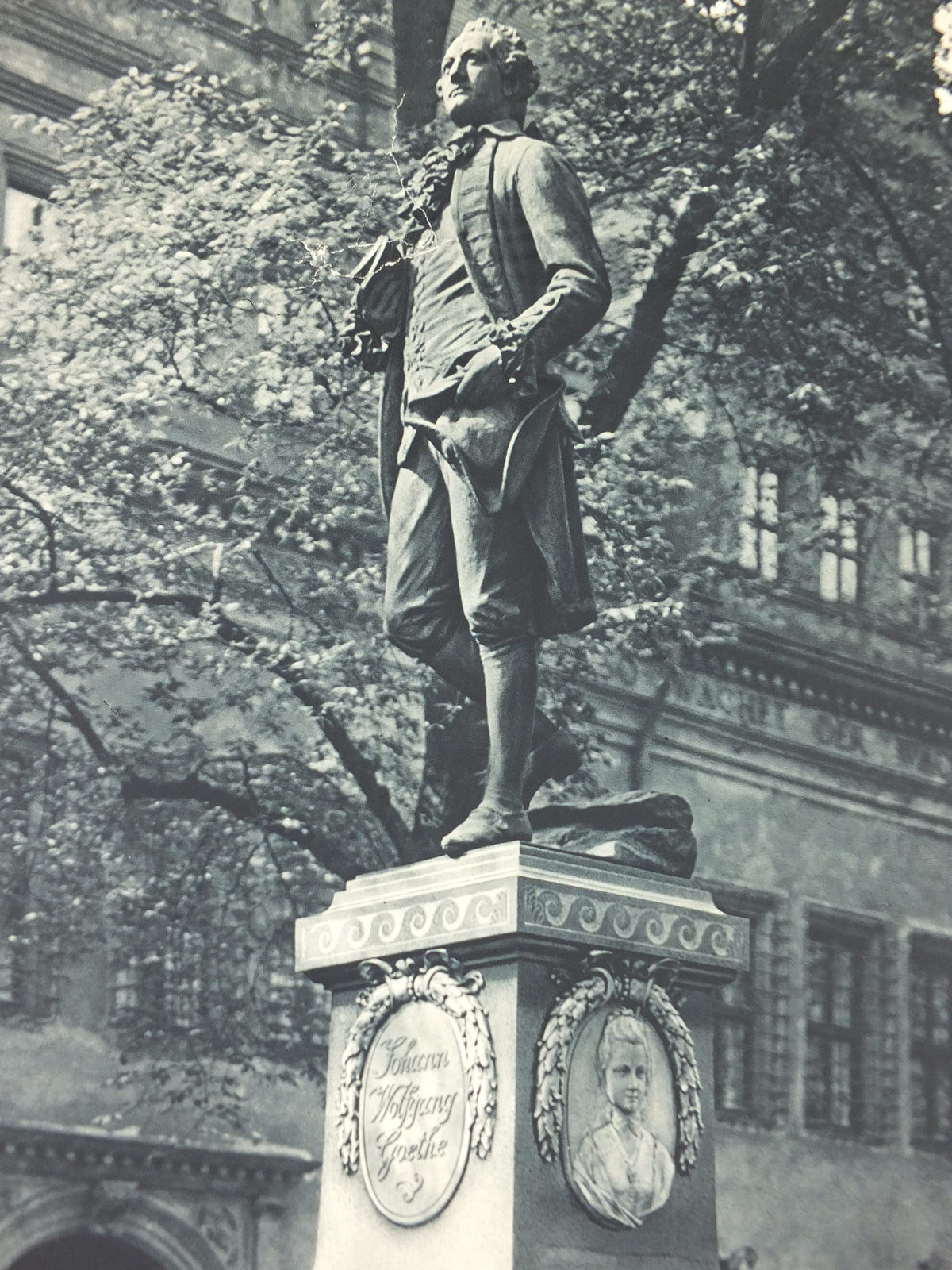 1930s Leipzig Saxony Travel Poster, Statue of Goethe, Germany, World Fair Centre, by A Exner travel tourism advertising print wall art retro