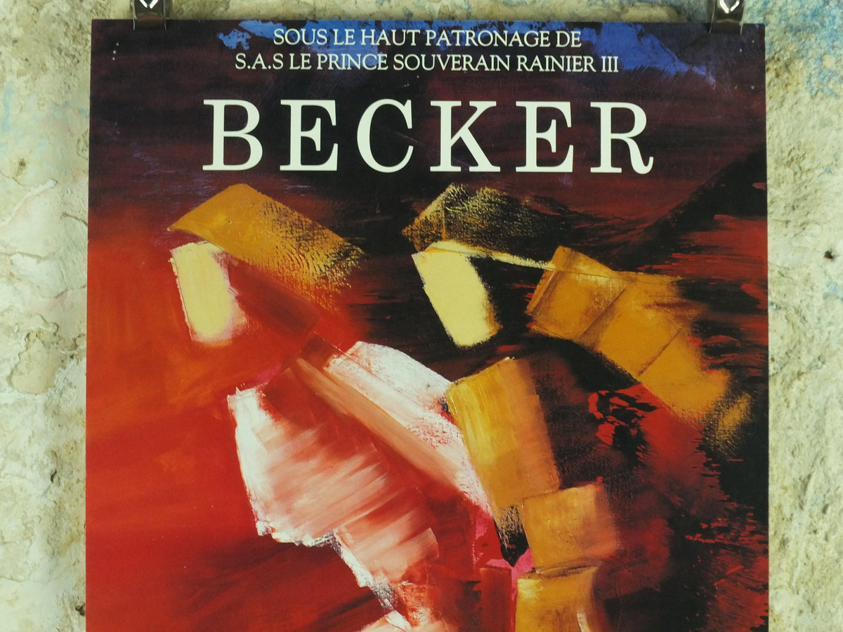 1991 Michel Becker Exhibition Poster, chouetteurs, The Hunt for The Golden Owl, painter, artist gallery exhibition wall art 1990s