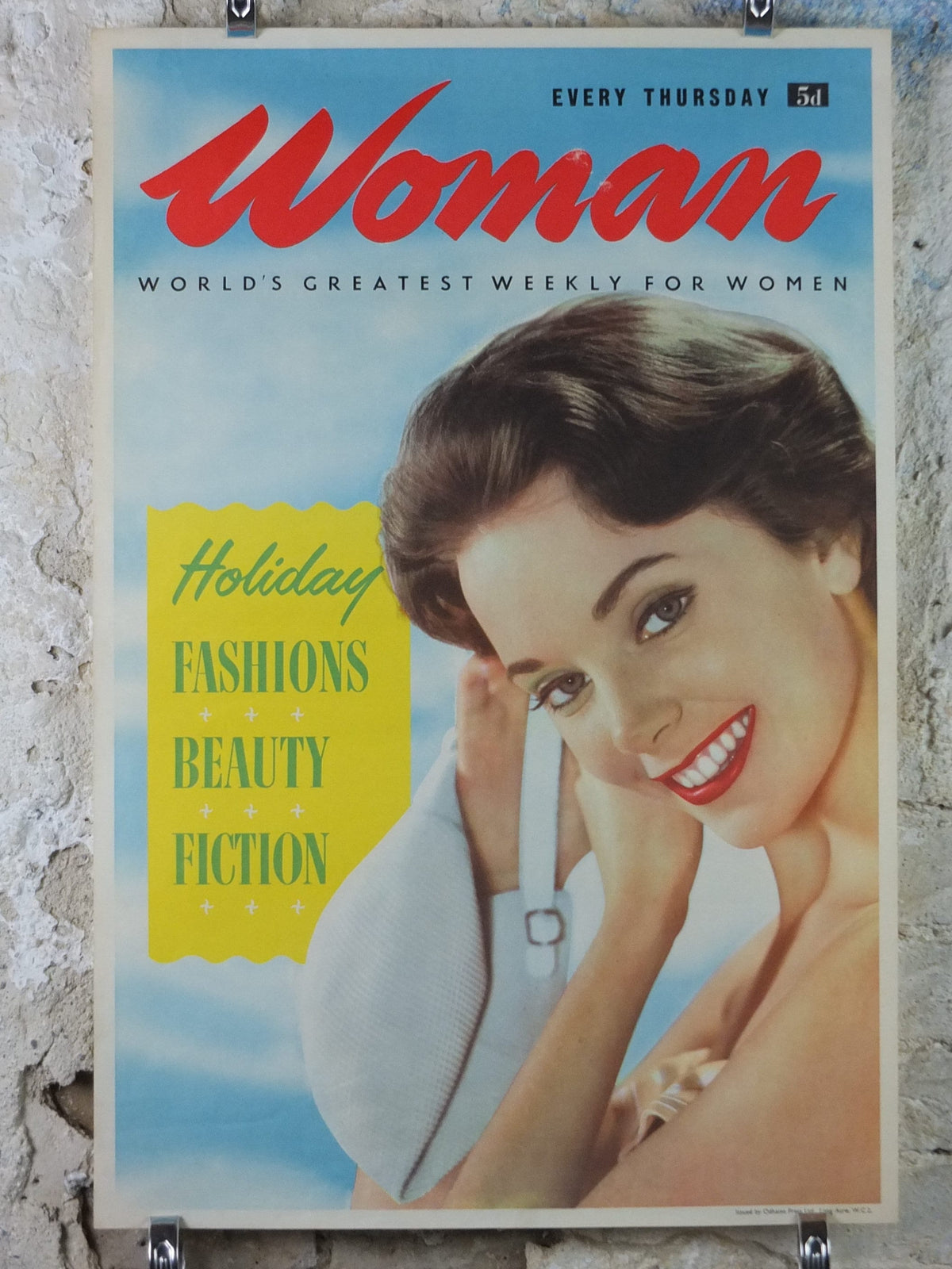 1950s Woman Newsagent Poster, weekly beauty fashion holiday fiction, magazine media print wall art retro