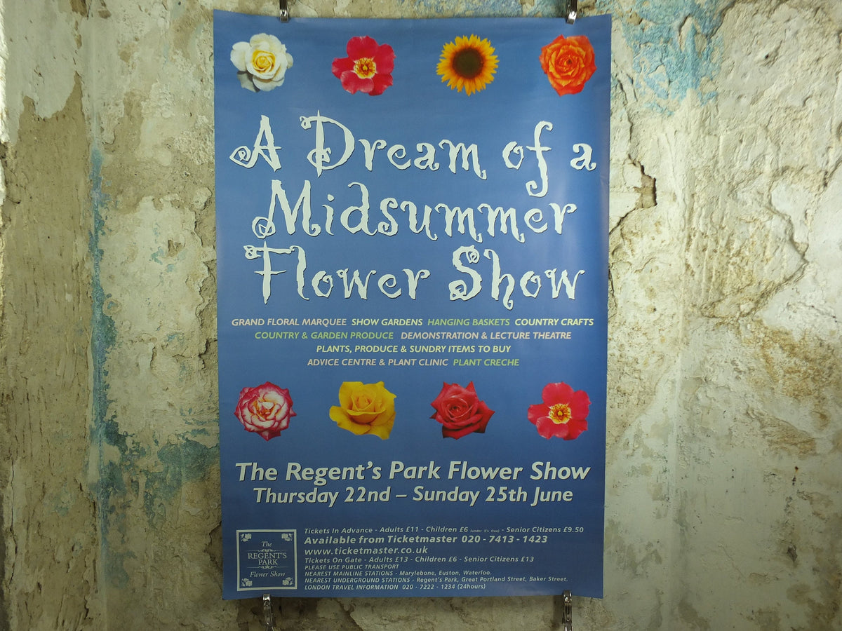 Original Vintage Regents Park Flower Show Poster Dream of a Midsummer Flower Show Garden botanical flora plants bloom 2000 wall art 2000s