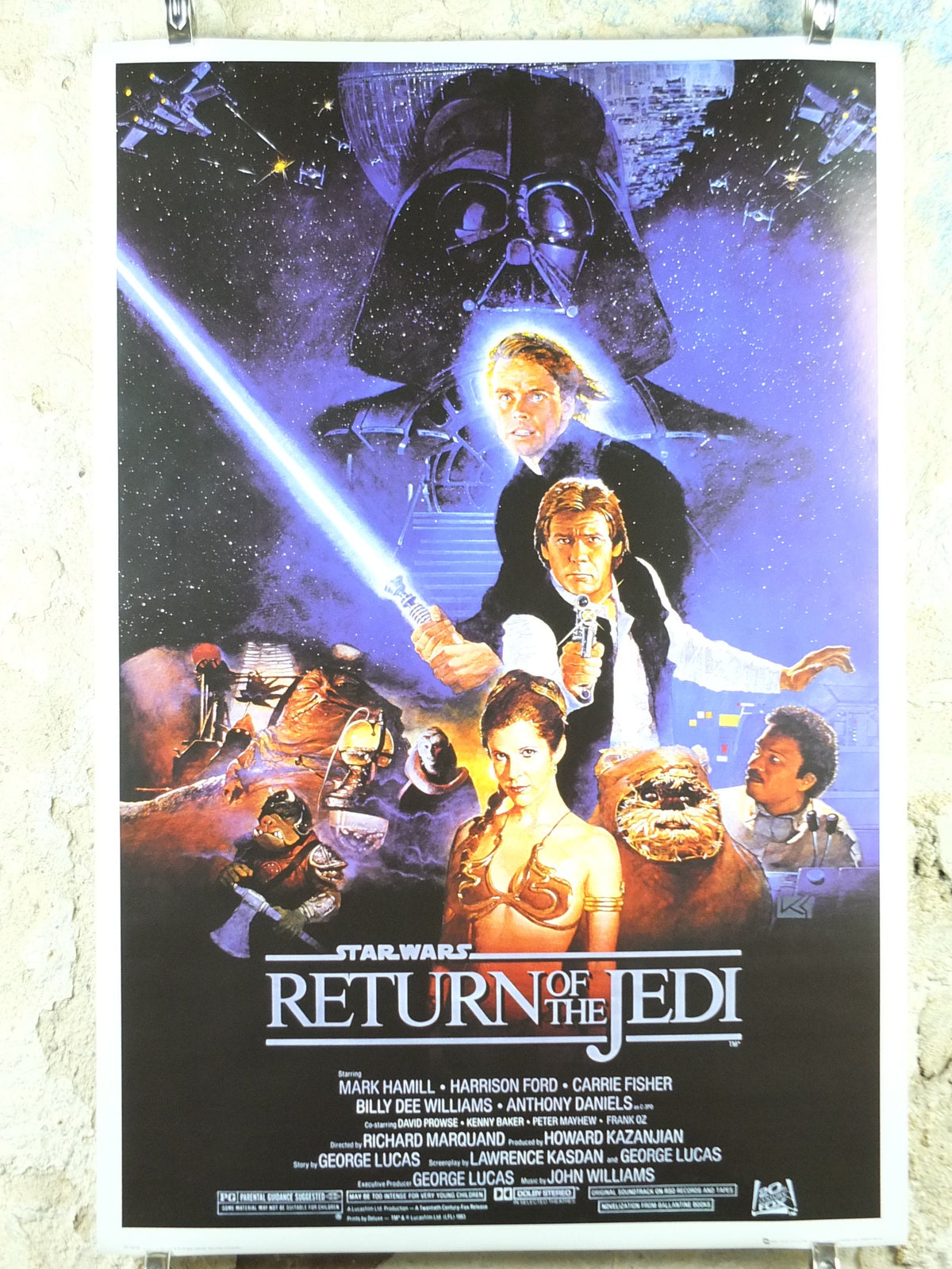 Return of the Jedi Poster, Star Wars Style B, Lucasfilm, Mark Hamill, Harrison Ford, Carrie Fisher, wall art, cinema film memorabilia