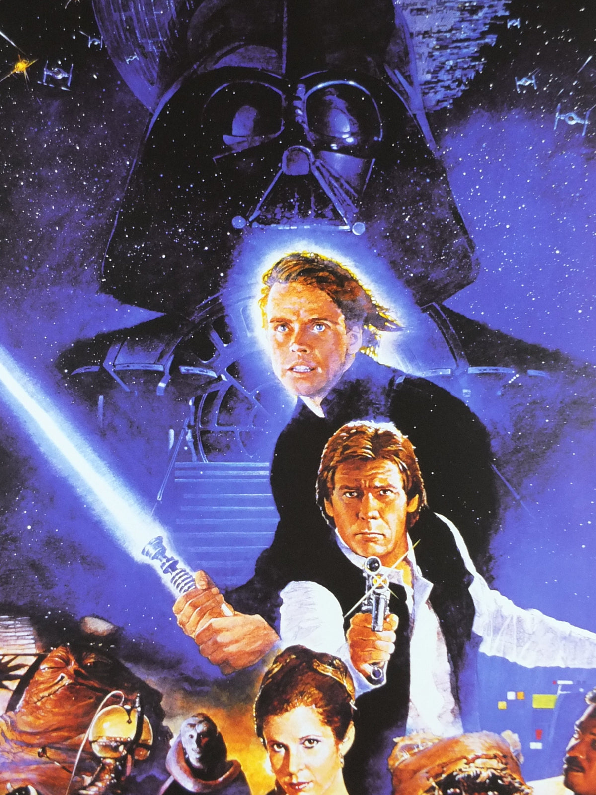 Return of the Jedi Poster, Star Wars Style B, Lucasfilm, Mark Hamill, Harrison Ford, Carrie Fisher, wall art, cinema film memorabilia
