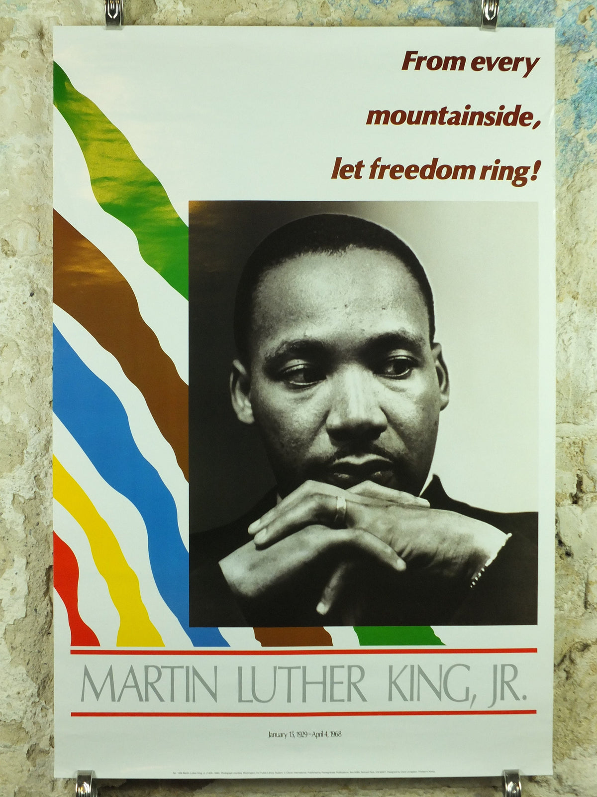 Martin Luther King Poster, From every mountainside let freedom ring, MLK by Carol Livingston, civil rights movement, wall art decor 1980s