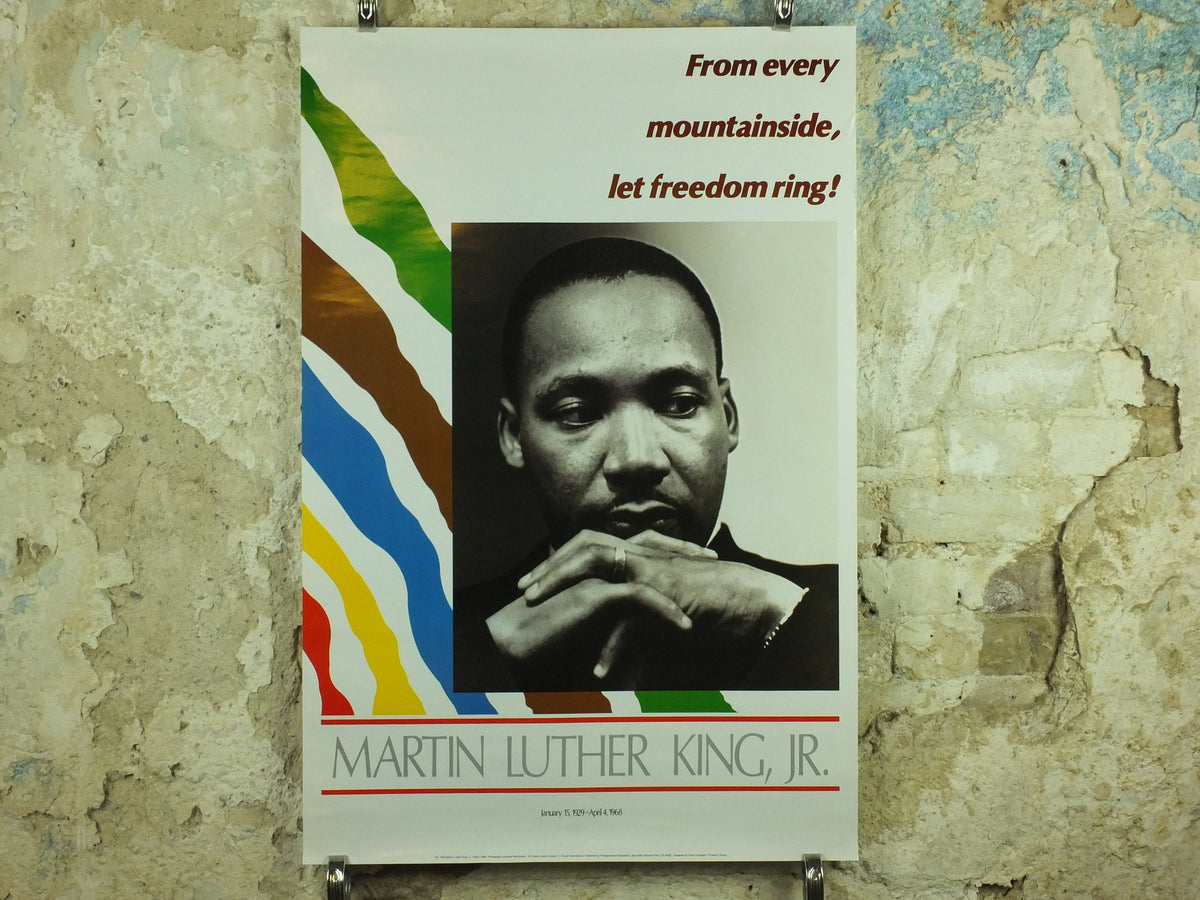 Martin Luther King Poster, From every mountainside let freedom ring, MLK by Carol Livingston, civil rights movement, wall art decor 1980s